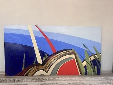 Большая авторская картина на холсте, абстракция с пейзажными мотивами at lalafo.kg Большая авторская картина на холсте, абстракция с пейзажными мотивами