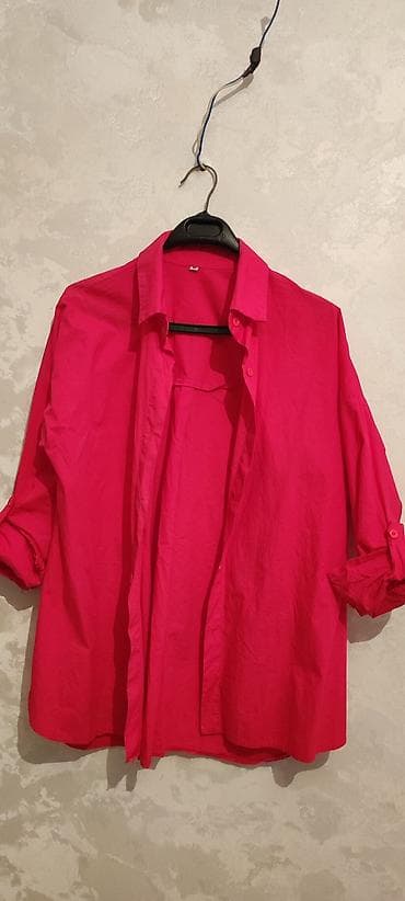 рубашки летние: Женская летняя весенняя рубашка,цвет сочно розовый размер Lка,цена 700 — 1