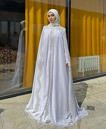 платья красивые: Белое нарядное свадебное абайя-платье с накидкой-капой Цена:15000 — 2