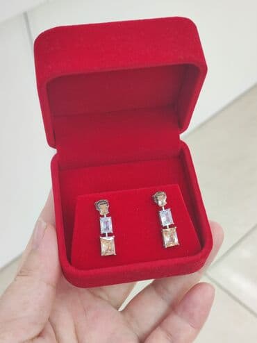 сырга: Күмүш сөйкөлөр, Үлгүсү 925, Циркон, Аялдарга, Жаңы — 2