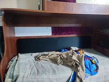 велосипед с амортизатором: Двухъярусная детская кровать, Б/у, ЛДСП, цвет - Коричневый — 2