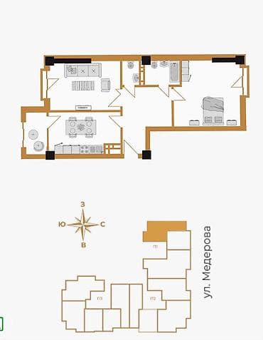 Продажа квартир: 2 комнаты, 67 м², Элитка, 11 этаж, Готовая ПСО (под самоотделку) — 3