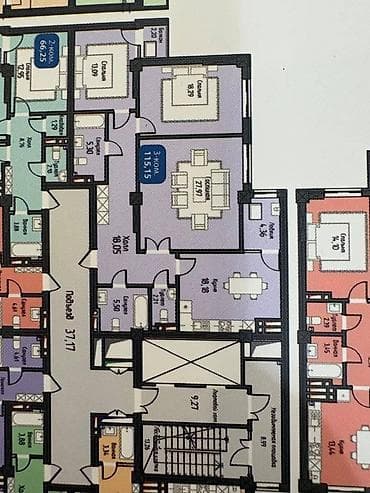 новостройка кок жар: 3 комнаты, 115 м², Элитка, 7 этаж, Готовая ПСО (под самоотделку) — 1