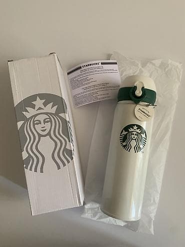dinner table: Термос Starbucks, объем 500 мл. В комплекте: термос, коробка, пакет и — 2