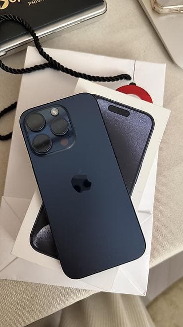 IPhone 15 Pro, Б/у, 256 ГБ, Blue Titanium, Коробка, 88 %