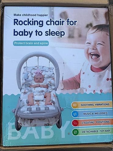 Детские электрокары: Детский шезлонг, Новый, Качалка, Другой материал, цвет - Серый — 2