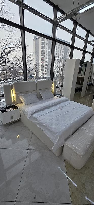 мебель гостиной: Спальный гарнитур, Новый, Двуспальная кровать, Другая страна производитель, В рассрочку, МДФ, Бесплатная доставка, цвет - Белый — 2