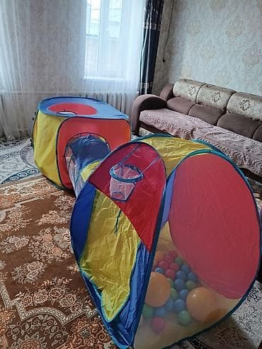 игрушки деревянные: Детский комплект: деревянная кроватка-люлька + игровой набор палаток с — 4