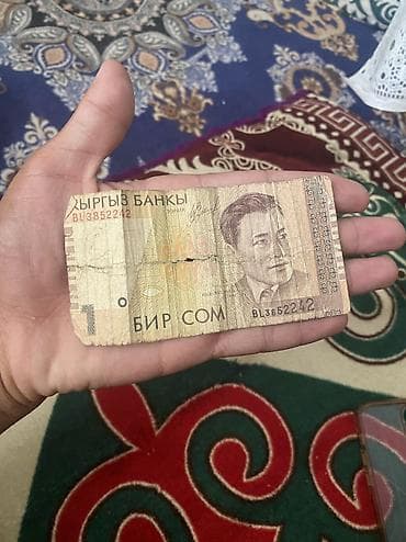 Банкнота Киргизии — 1 сом - Номинал: 1 сом - Эмитент: Кыргыз банкы