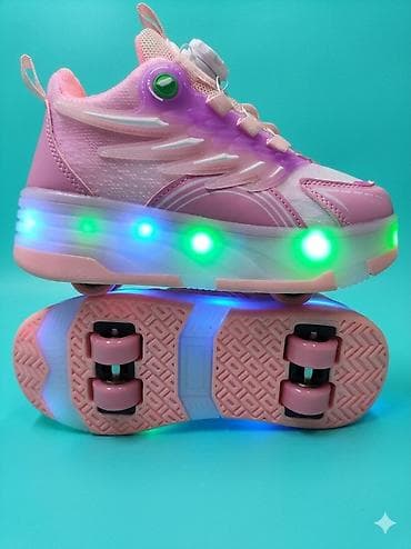 Детские кроссовки-ролики с подсветкой - 2-в-1: обычные кроссовки + at lalafo.kg Детские кроссовки-ролики с подсветкой - 2-в-1: обычные кроссовки +