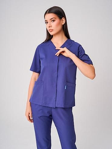 мусульманские вещи: Медицинский костюм женский, цвет индиго/синий. - Комплект: куртка с — 4