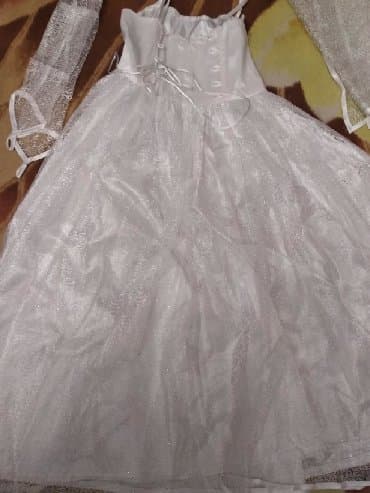 юбка джинсовая: Детское платье, цвет - Белый, Б/у — 2