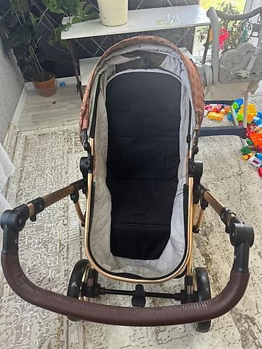 золотую: Детская коляска 2 в 1 (люлька + прогулочный блок) - Универсальная — 5