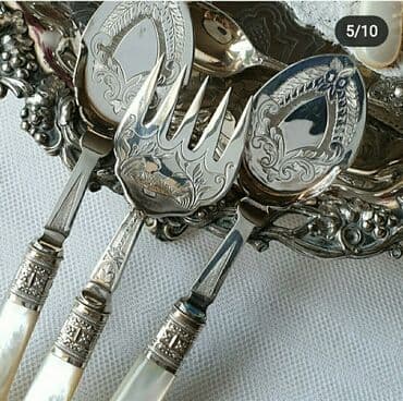 из серебра: Продаю шикарный антикварный комплект приборов для сервировки стола — 6