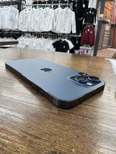 айфон 12 промах: IPhone 12 Pro Max, Колдонулган, 256 ГБ, Pacific Blue, Каптама, Кабель, 81 % — 5
