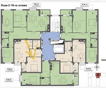 seven development: 2 комнаты, 54 м², Технопарк Элитка, 10 этаж, ПСО (под самоотделку) — 4