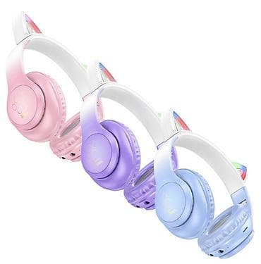 Другая аудиотехника: W42 Cat Ears, наушники с проводным и беспроводным режимом, аккумулятор — 1