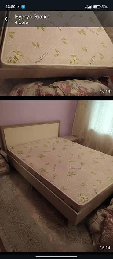 Спальные гарнитуры: Спальный гарнитур, Б/у, Трюмо, Тумба, Двуспальная кровать, В рассрочку, Самовывоз, цвет - Бежевый — 4
