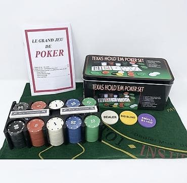 Покерный набор Texas Hold’em в жестяной коробке. Состав: - 2 колоды