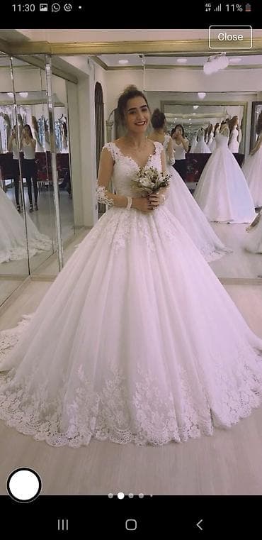 Свадебное платье, 2XL, Рукава прозрачные, Б/у at lalafo.kg Свадебное платье, 2XL, Рукава прозрачные, Б/у