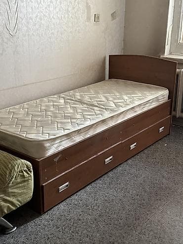 Керебеттер: Бир кишилик керебет, Матрасы бар, узуну - 190 см — 2