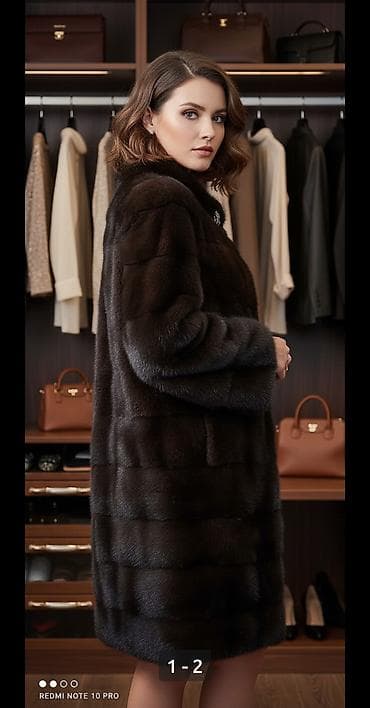 second hend: Шуба, Норка, По колено, Трансформер, L — 1