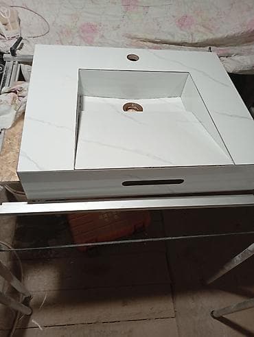 раковина цена: Раковина для ванной, Особенности: Глянцевое, Квадрат форма, Размер: 80 x 48 см — 10