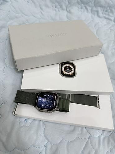 12 mini iphone: Apple Watch Ultra, титановый корпус 49 мм, зеленый нейлоновый ремешок — 2