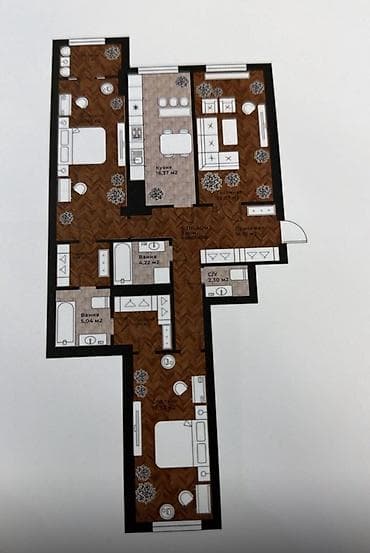Батирлер: 3 бөлмө, 117 м², Ахунбаев / Чапаев көч. Элитка, 12 кабат, ПСО (өз алдынча бүтүрүү) — 4
