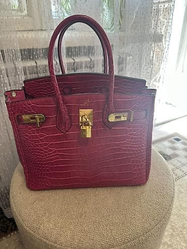 Женская сумка-тоут в стиле Birkin, насыщенного ягодно-винного оттенка