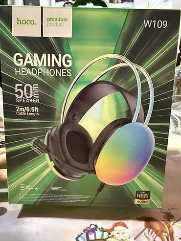 redmi note 8s: Игровые наушники Hoco W109 с подсветкой RGB - Динамики 50 мм: мощный — 1