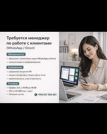 Сатуулар: Талап кылынат Сатуу боюнча менеджер, Иш тартиби: Алты күндүк, Толук жумуш күнү, Карьера жактан көтөрүлүү — 1