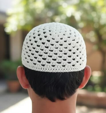 Эркектер кийими: Вязаная кипа/ермолка ручной работы. - Материал: тонкая пряжа (хлопок — 1