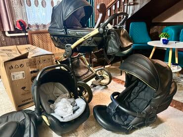 каляска для близнецов: Коляска, цвет - Черный, Б/у — 6