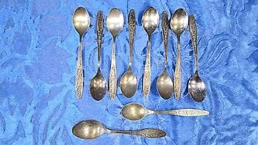 Люстры: Ложки чайные СССР, мельхиор, комплект 8 штук, плюс 2шт. Цена — 1
