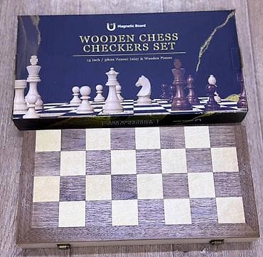 Деревянный набор «Wooden Chess Checkers Set» с магнитной доской. -