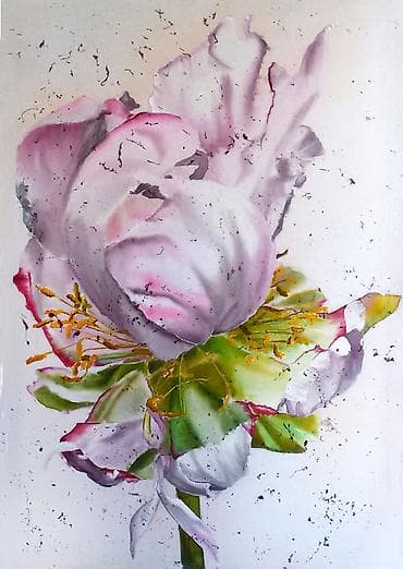 Декор и интерьер: Нежная цветочная композиция, выполненная вручную на натуральном шелке — 1