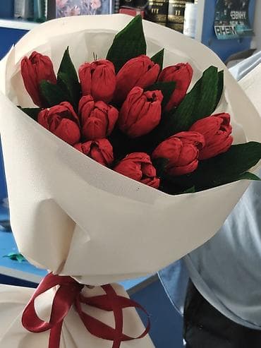 крафт бумага: Букет из бумаги тюльпаны - Состав: ручные тюльпаны из гофрированной — 2