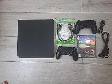 Продаю Playstation 4 Slim, непрошитая, в комплекте 2 джойстика, диск с