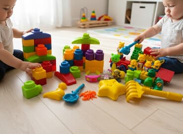 Большой набор детских игрушек и конструкторов Состав: - Крупные