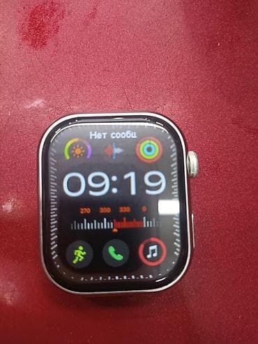 Смарт‑часы в стиле Apple Watch, корпус серебристый (примерно 44 мм), с — 4