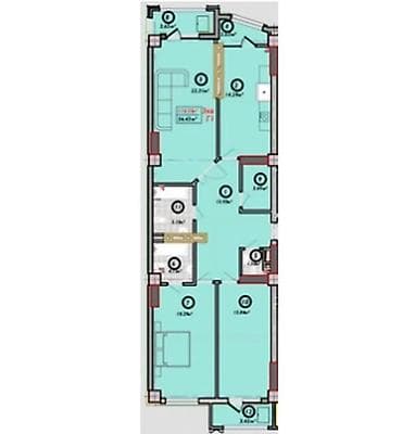 3 комнаты, 111 м², Элитка, 14 этаж, Готовая ПСО (под самоотделку) — 3