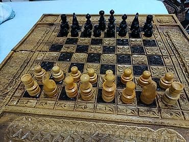 нарды резные ручной работы: Набор 2-в-1: резные шахматы и нарды из дерева. - Материал — 2