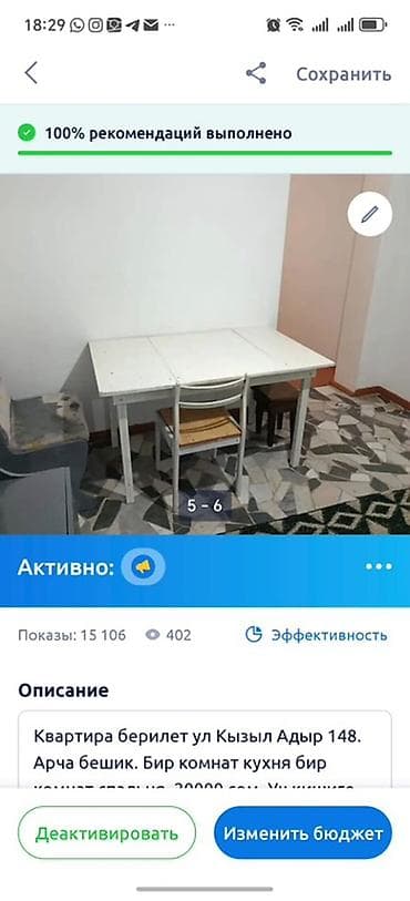 1 комната, Собственник, Без подселения, С мебелью полностью — 4