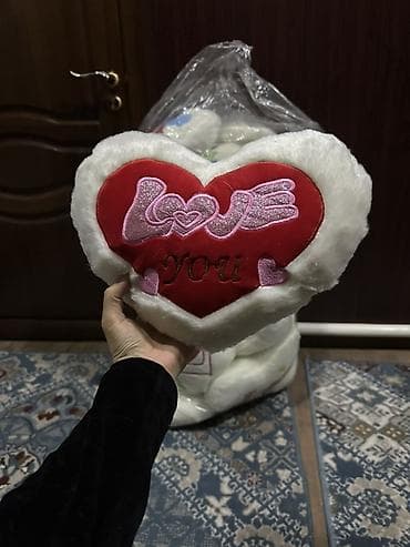 string art: Мягкая декоративная подушка-сердце «Love you» - Форма: сердце - — 2