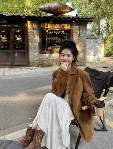 солнечные очки: Замшевый жакет/пиджак oversize - Материал: мягкая коричневая замша — 1