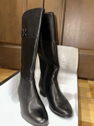 сапоги из натурального меха и кожи: Женские высокие сапоги, классические длина ниже колен. - Материал — 3