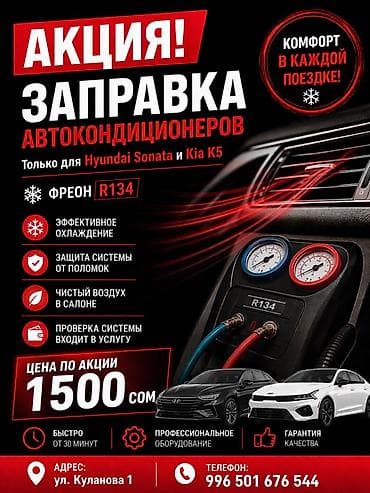 Заправка автокондиционеров R134 для Hyundai Sonata и Kia K5