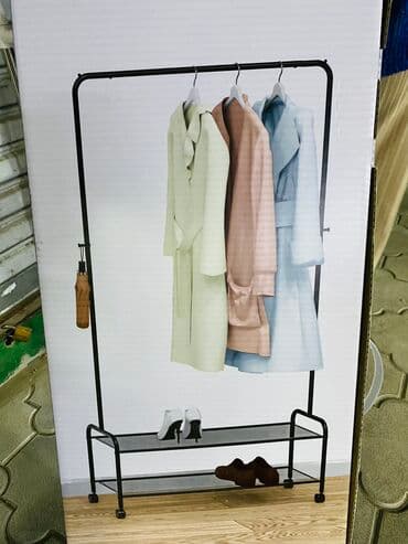 напольные: Вешалка гордеробная Валенсия 32М с двумя полками на колёсах Вешалка — 6