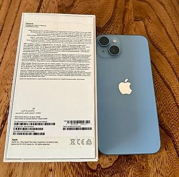 poco х3: IPhone 14, Б/у, 128 ГБ, Голубой, Чехол, Кабель, Коробка, 84 % — 4